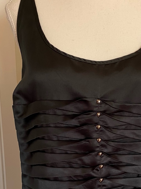 Michel Studio Black Satin Pleated Shiny Detail Holiday Party Camisole Top- Sz-1X - Picture 2 of 12
